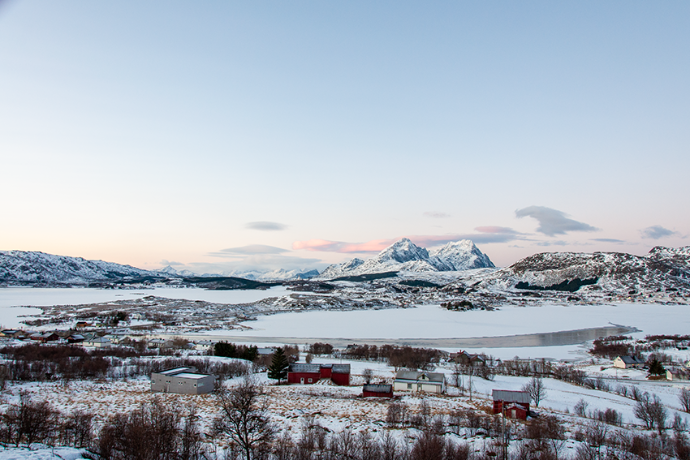 Een winters landschap in Noorwegen.